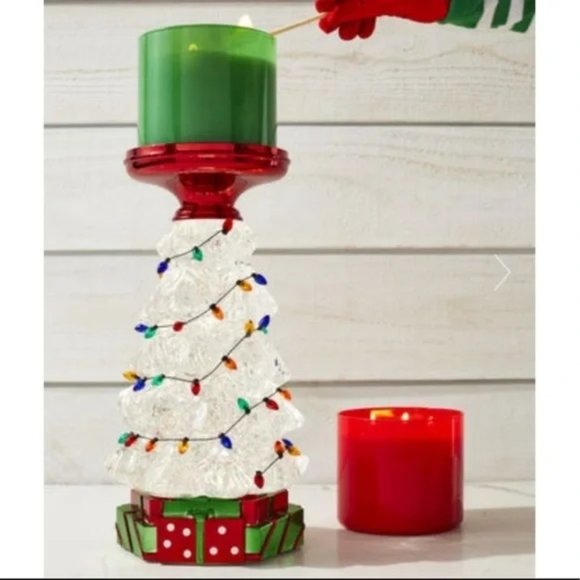 Bath & Body Works Accents Christmas Tree Water Globe Pedestal 3
